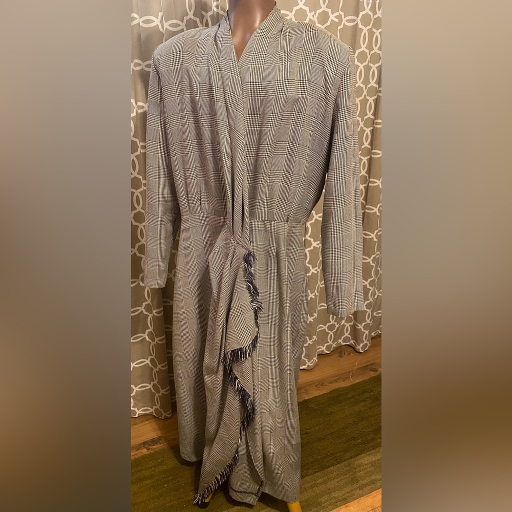 Black & White Wolf Tooth Wrap Around Long Dress